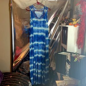 NY collection summer tank dress size large colors blue an white